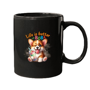 Discover Corgi with BOBA tea Milk TEA Bubble tea Mugs
