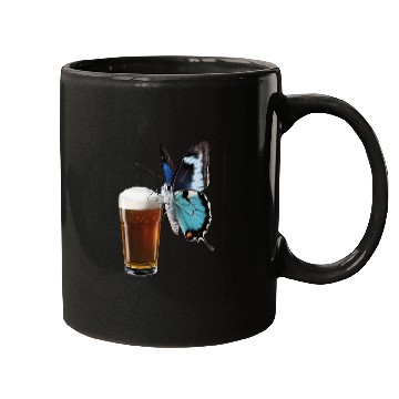 Discover Butterfly Drinking Beer Realistic Mugs