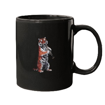 Discover Tiger Playing Clarinet Realistic Mugs