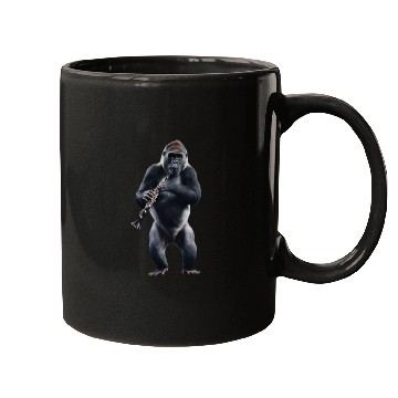 Discover Gorilla Playing Clarinet Realistic Mugs
