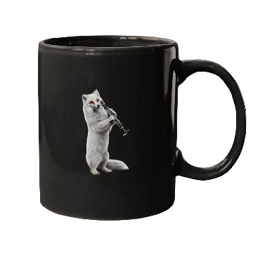 Discover Arctic Fox Playing Clarinet Realistic Mugs