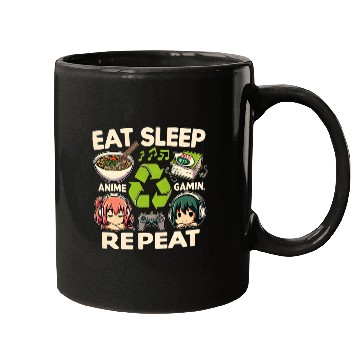 Discover Cute Anime Eat Sleep Anime Repeat Manga Mugs