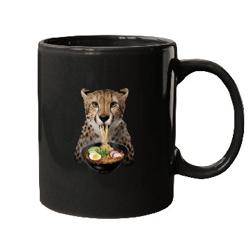 Discover Cheetah Eating Ramen Realistic Mugs