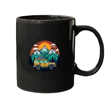 Discover Camper Van parked Lake with Mountains Mugs