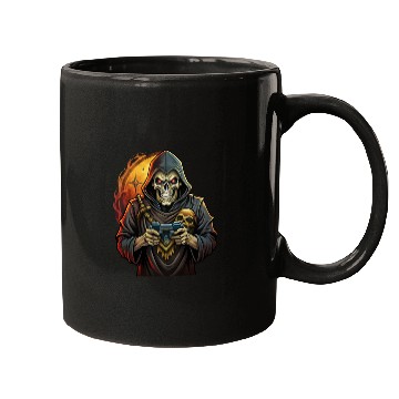 Discover Skull holding a video game console. Mugs