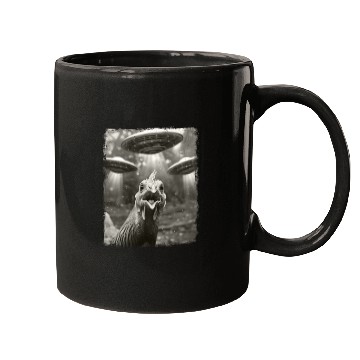 Discover Chicken Farm Farmer UFO Alien Extraterrestrial Sel Mugs