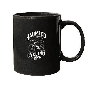 Discover Haunted Cycling Crew: Ghostly Rider Design Mugs