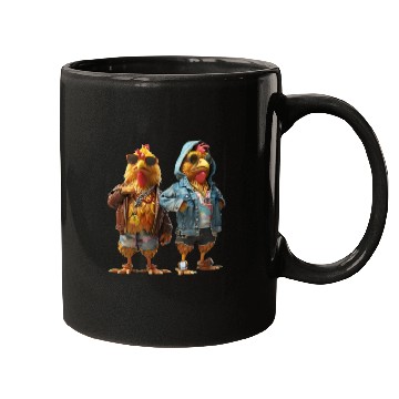 Discover Hip chickens rocking fashionable Mugs