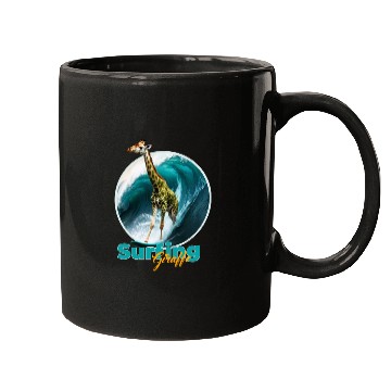 Discover Surfing Giraffe in a Storm Mugs