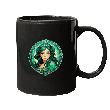 Discover Emerald Haired Fantasy Princess Portrait Mugs