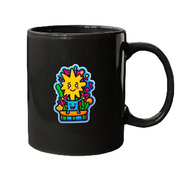 Discover Happy Sun and Blue Creature Mugs