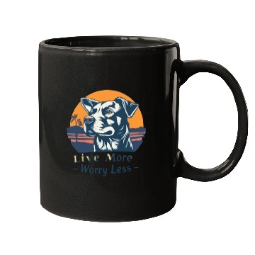 Discover Vintage Sunset Dog Mugs - Live More Worry Less