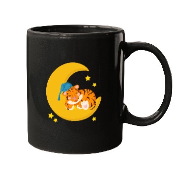 Discover CAT SLEEPING ON MOON Mugs