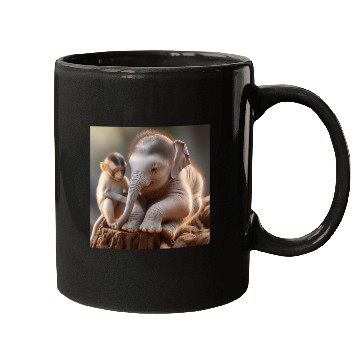 Discover Cute Monkey and Elephant. Mugs