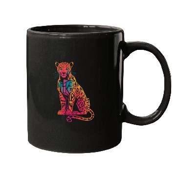 Discover Colorful Geometric Jaguar Artwork for Bold Mugs