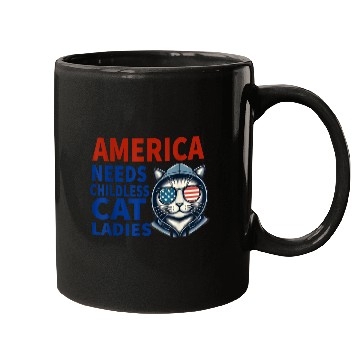 Discover America Needs Childless Cat Ladies Mugs