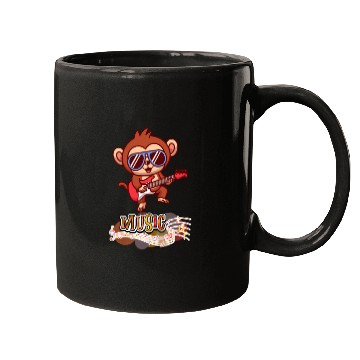 Discover Monkey playing guitar Mugs