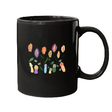 Discover Flower Meadow with Mushrooms. Body Positivity. Mugs