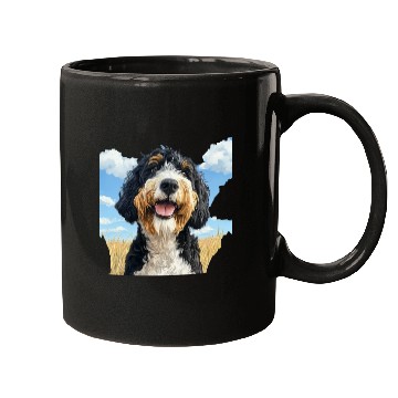 Discover Bernedoodle Field Nature Bernedoodle Watercolor 2 Mugs