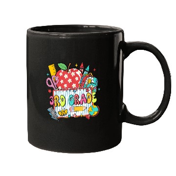 Discover Retro Dalmatian Third Grade Back to School Apple P Mugs