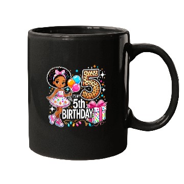 Discover Its My 5th Birthday African American Black Girl 5 Mugs
