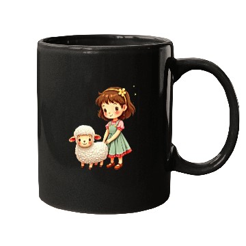 Discover Girl with Cute Lamb Mugs