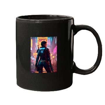 Discover Cyberpunk Warrior: Sentinel of the Neon Streets Mugs