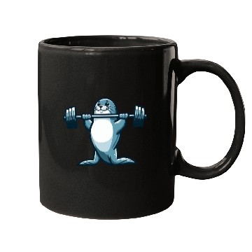 Discover Seal fitness workout gym barbells training Mugs