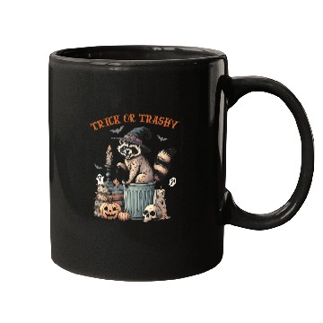 Discover Trick Or Trashy Funny Raccon Halloween Mugs