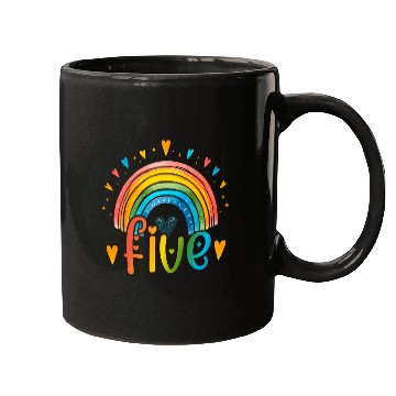 Discover 5th Birthday Rainbow Butterfly 5 Years Five 5 Birt Mugs