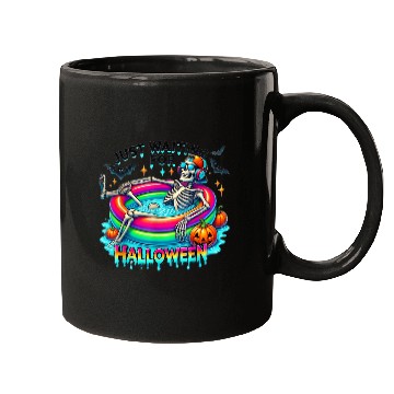 Discover Funny Just Waiting For Halloween Skeleton Mugs