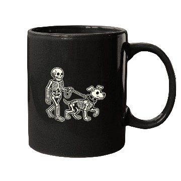 Discover Skeleton Leads Dog Funny Skull Pet For Halloween C Mugs