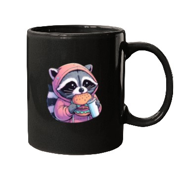 Discover Trash Panda - Raccoon eating fast food Mugs