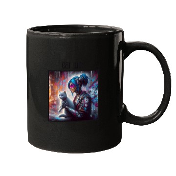 Discover Cat Lady (Cyberpunk) Street Art v1 Mugs