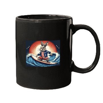 Discover Stars & Stripes Surfer Bunny Mugs