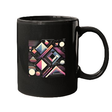Discover Retro Geometric Shapes 80s 90s Style 3 Mugs