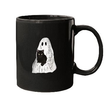 Discover Boo says the Cat! (Ghost holding Cat) Mugs
