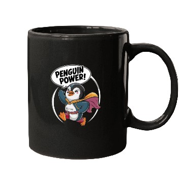 Discover Penguin Power Superhero Fun Graphic Mugs