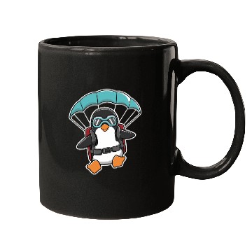 Discover Parachuting Penguin With Goggles Mugs