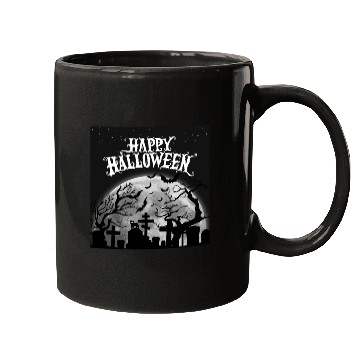 Discover halloween cat on a graveyard Mugs