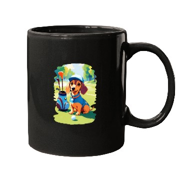 Discover Dachshund Dog Playing Golf Funny Design Mugs