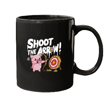 Discover A pink piglet aiming a bow an arrow Mugs