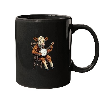 Discover Hereford Cattle Farmer Bluegrass Banjo Player Mugs