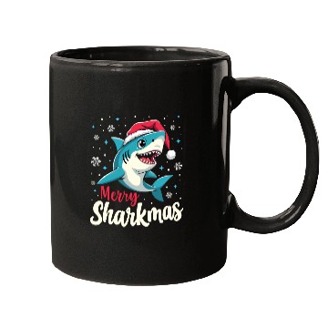 Discover Merry Sharkmas Santa Shark Mugs