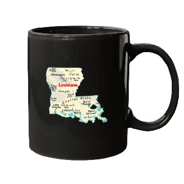 Discover Louisiana map image of state. Mugs