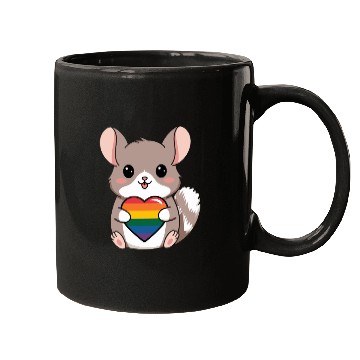Discover LGTBQ Chinchilla Holding Rainbow Heart Cute Pride Mugs