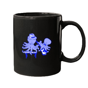 Discover Two Octopus Kraken Squid Guitar Keyboard Band Team Mugs