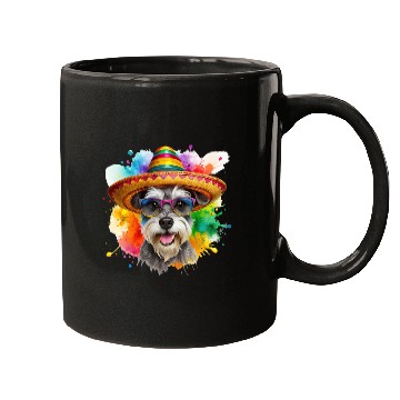 Discover Schnauzer head, dog with glasses Mugs