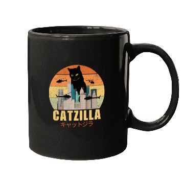 Discover Retro Vintage Catzilla Japanese Cute Cat Lover Mugs