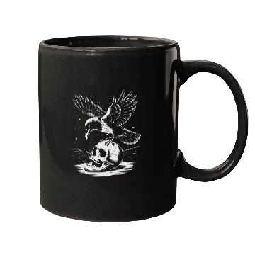 Discover Raven on Skull Gothic Halloween Mugs